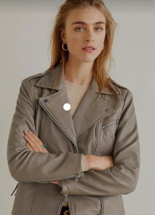 Шкіряна куртка-косуха mango2 фото