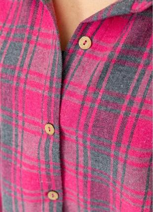 Рубашка женская в клетку цвет розово-серый3 фото