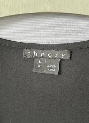 Theory черная шелковая блуза топ из шелка базовая v вырез шифоновый свободный крой5 фото