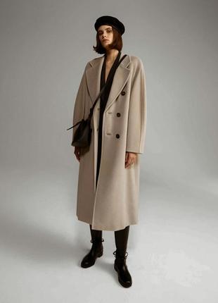 Демісезонне пальто шерстяне кашемірове бежеве у стилі zara mango h&m massimo dutti