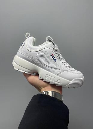 Женские белые кожаные кроссовки fila disruptor ii 🆕 кроссовки фила6 фото