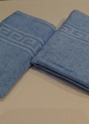 Полотенце голубой махровое банное, полотенце,полотень лицевой3 фото