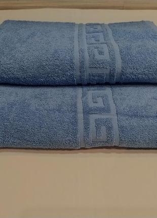 Рушник блакитний махровий банний, полотенце,полотенець лицьовий2 фото
