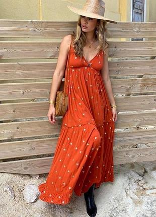 Летний сарафан платье макси на бретельках goa collection