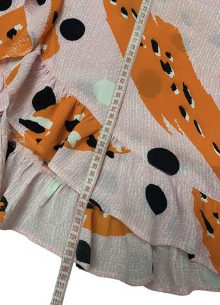 Плаття міді ніжно рожеве принт, волани, на бретелях3 фото