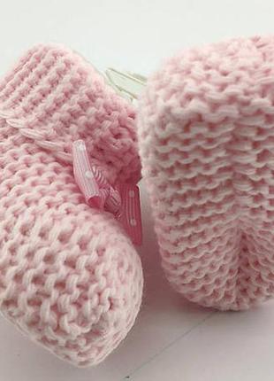 Пинетки для новорожденных 16.5 размер 10 см длина туречевки обуви для девочки розовые3 фото