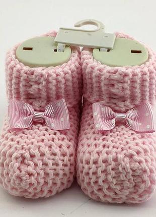 Пинетки для новорожденных 16.5 размер 10 см длина туречевки обуви для девочки розовые1 фото
