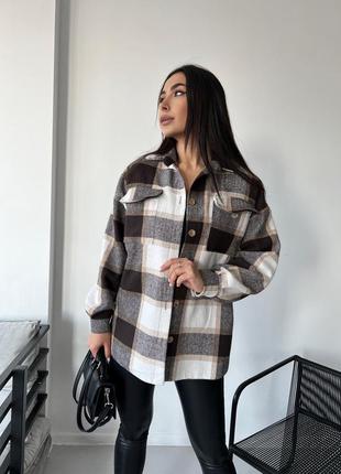 Сорочка жіноча в клітинку чорна-шоколад xs, s, m, l3 фото