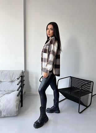 Сорочка жіноча в клітинку чорна-шоколад xs, s, m, l8 фото
