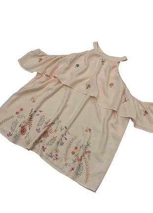 Топ с вышивкой, вискоза, плечи открытые