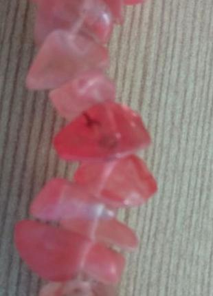 Комплект ожерелье (колье) и серьги из натурального розового кварца4 фото