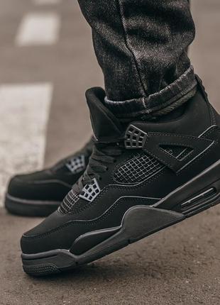 Мужские кроссовки nike air jordan 4 retro black cat 40-41-42-43-44-456 фото