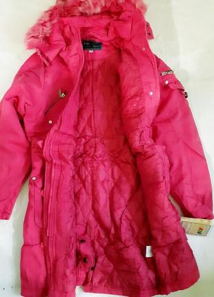 Куртка длинная пальто на девочку розовая - 140 146 1522 фото