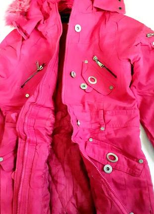 Куртка длинная пальто на девочку розовая - 140 146 1528 фото
