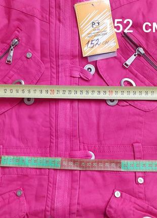 Куртка длинная пальто на девочку розовая - 140 146 1526 фото
