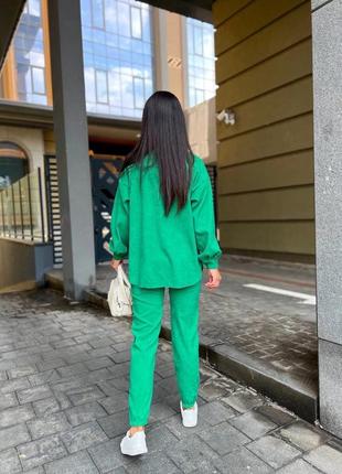 Женский костюм вельвет рубашка джоггеры зеленый цвет 42-44, 46-484 фото