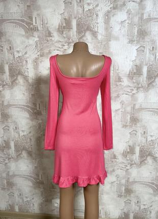 Розовое мини платье ,воланы,драпировка(016)4 фото