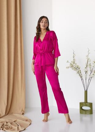 Шовкова пижама кофта/штани,тканина шовк армані розміри: s m l xl ,в наявності кольори