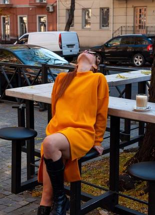 Утепленное платье свободного кроя оранж s-xl4 фото