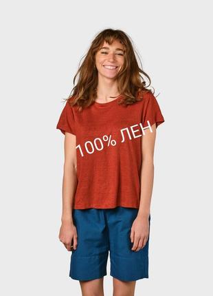Фирменная футболка, льняная футболка klitmoller collective, базовая футболка,актуальная льняная футболка