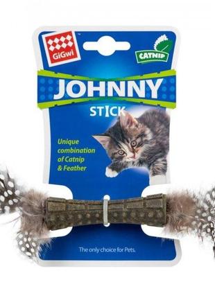 Іграшка для котів gigwi catnip спресована котяча м'ята з пір'ям, перо, котяча м'ята, 8 см.