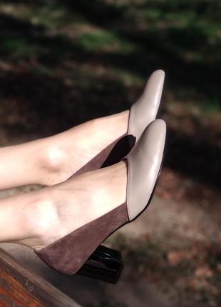 Туфли из натуральной кожи(замши)  на низком каблуке