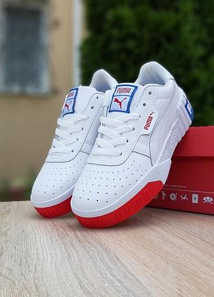 Жіночі кеди шкіряні кеди білі з червоним і синім