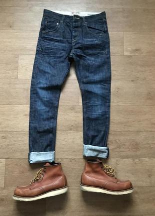 Селвидж высокие джинсы под japan sevedge raw denim fade skinny япония сша синие evisu uniqlo9 фото