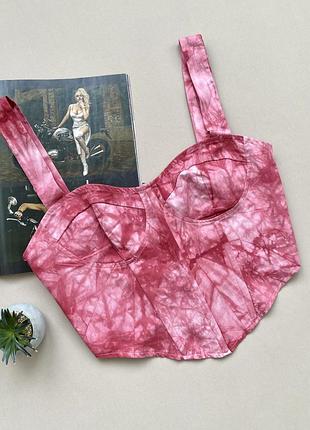 Летний корсетный топ мраморный принт