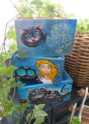 Органайзер для ручек чеширский кот ручная роспись1 фото