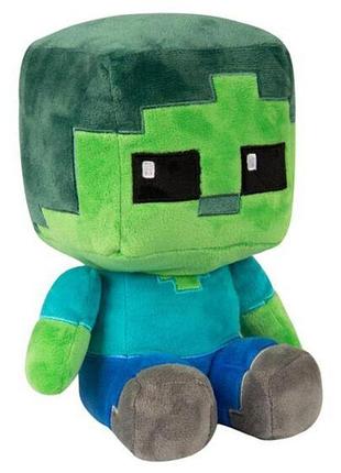 Мягкая игрушка зеленый зомби детеныш майнкрафт 21 см zombie minecraft