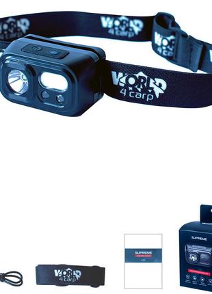 Налобний ліхтар world4carp supreme headlamp на акумуляторі з датчиком руху 220 lm