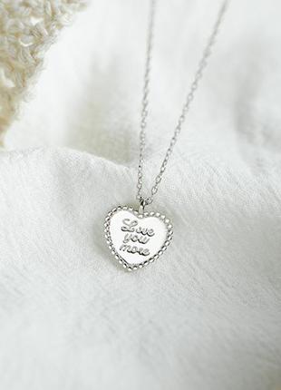 Цепочка с кулоном сердце "love you more" люблю тебя еще больше, серебряное покрытие 925 пробы, длина 40+5 см9 фото