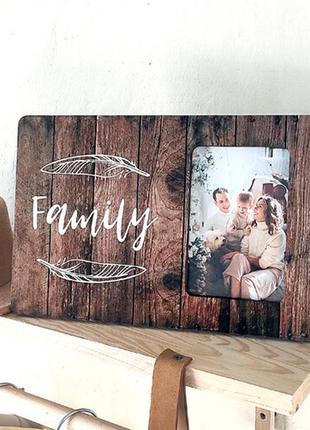 Фоторамка "family"  настольная / настенная, рамка для фото с надписью