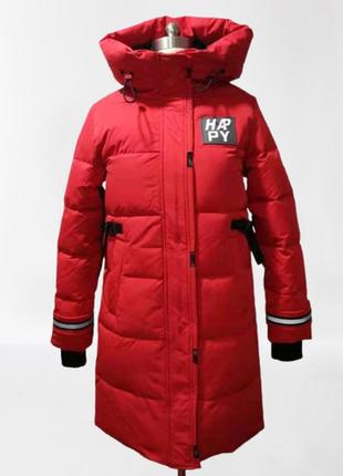 Зимнее пальто красное для девочки 12-13 лет, на рост 152-158 см