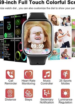 Смарт-часы 2022 г., 1,69-дюймовые фитнес-часы с сенсорным экраном и монитором сердечного ритма и сна, фитнес-т2 фото