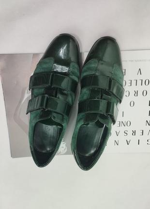 Gucci  кеды кроссовки на липучках зеленые замшевые кожаные6 фото