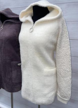 Курточка шубка альпака турция с капюшоном отличное качество2 фото