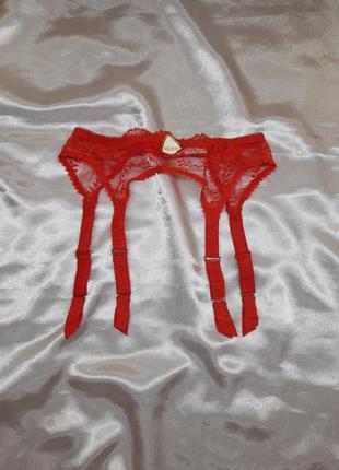 Ідеальний червоний однотонний яскравий мережевний сексі сексуальний пояс поясок для чулків в сіточку сітку1 фото