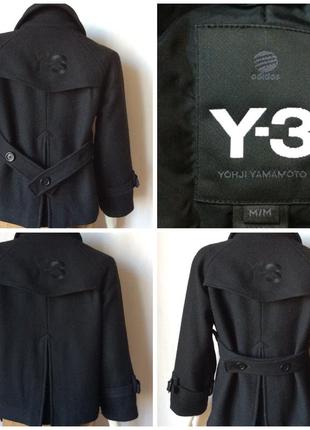 Y-3 yohji yamamoto peacoat pea jacket короткое двубортное полупальто бушлат шерсть3 фото