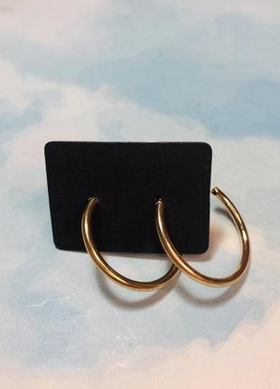 Сережки золотисті кільця кольца мінімалізм серьги золото2 фото