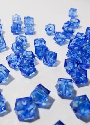 Бусины finding кубы с огранкой квадратные синие акрил 8 мм х 8 мм