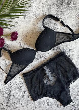 Черный комплект intimissimi silvia 75c polka dots