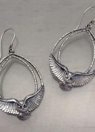 Сережки сова етно кульчики птах під ретро вінтаж бохо