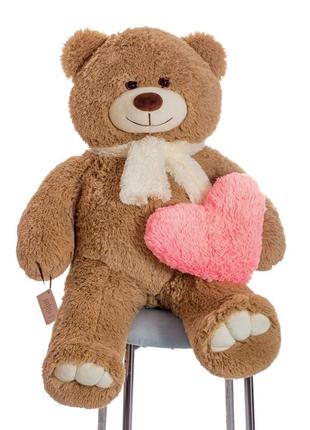 Мягкая подушка компаньон к медведю, плюшевая подушка-сердце, цвет  розовый, размер  30 см9 фото