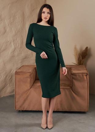 Зелене смарагдове жіноче плаття-футляр середньої довжини міді3 фото