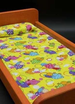 Детская деревянная игрушка. кукольная кровать. экопродукт. цвет оранж. 48х25х10см / детская деревянная