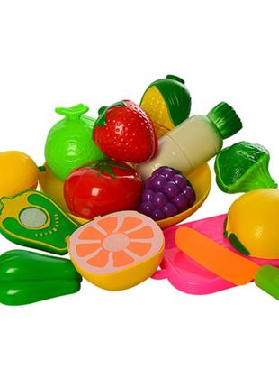 Детский набор овощи и фрукты с досточкой bambi 2018ac продукты делятся пополам арбуз