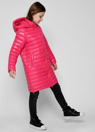Модная детская удлиненная деми куртка x-woyz для девочки5 фото