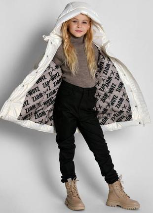 Шикарная брендовая зимняя белая куртка для девочек x-woyz dt-8355-36 фото